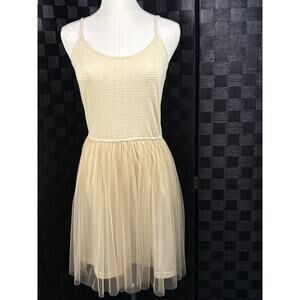 Hem & Thread Womens M Beige Spaghetti Strap Camisole Slip Tulle Fairy Dress